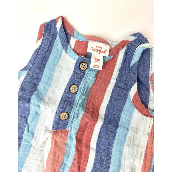 Cat & Jack 2 Pc Set Baby Girls Size 0-3 Months Tank Top and Shorts Stripe Blue - Picture 4 of 6